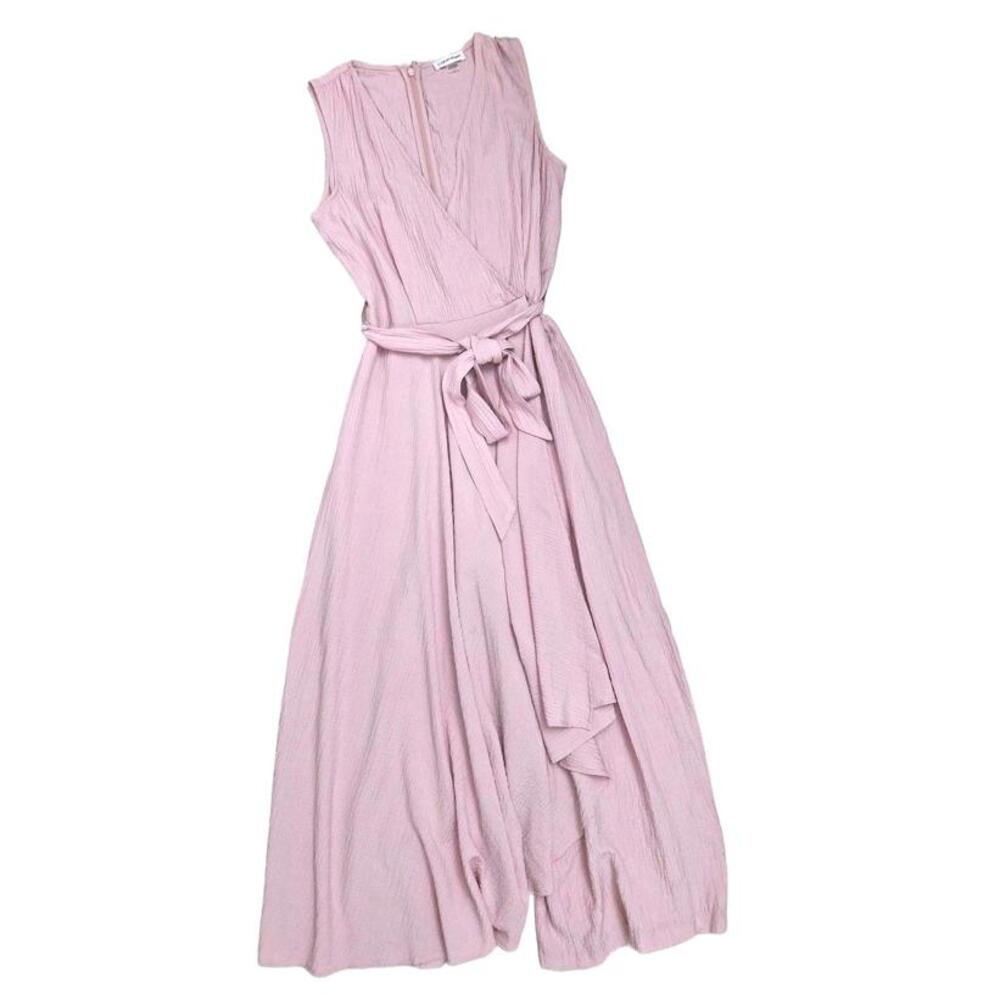 Sleeveless Mauve Wide-Leg Jumpsuit with Waist Tie - Picture 6 of 8